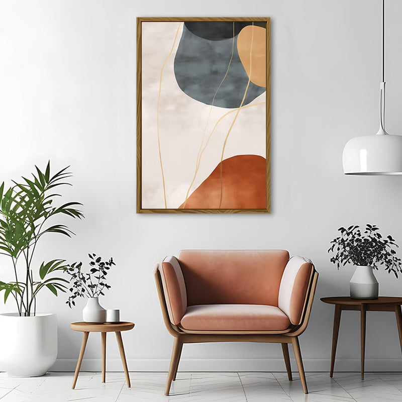 Canvas Wall Art Stretched Over Wooden Frame with Floating Frame and Rocks Abstract Painting CV4216 - Al Rugaib Furniture