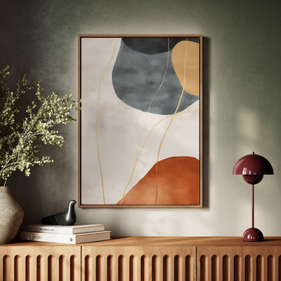 Canvas Wall Art Stretched Over Wooden Frame with Floating Frame and Rocks Abstract Painting CV4216 - Al Rugaib Furniture