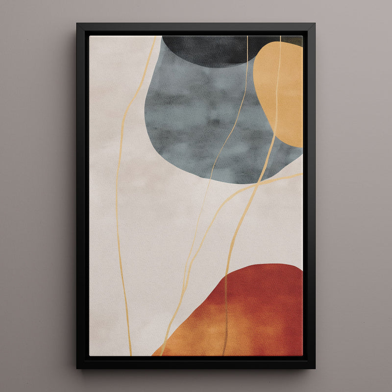 Canvas Wall Art Stretched Over Wooden Frame with Floating Frame and Rocks Abstract Painting CV4216 - Al Rugaib Furniture