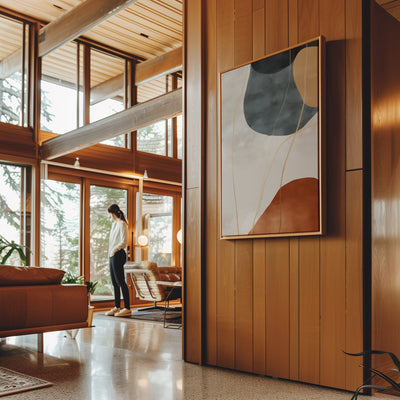 Canvas Wall Art Stretched Over Wooden Frame with Floating Frame and Rocks Abstract Painting CV4216 - Al Rugaib Furniture