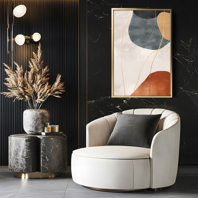 Canvas Wall Art Stretched Over Wooden Frame with Floating Frame and Rocks Abstract Painting CV4216 - Al Rugaib Furniture