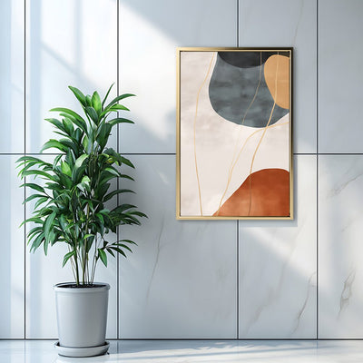 Canvas Wall Art Stretched Over Wooden Frame with Floating Frame and Rocks Abstract Painting CV4216 - Al Rugaib Furniture