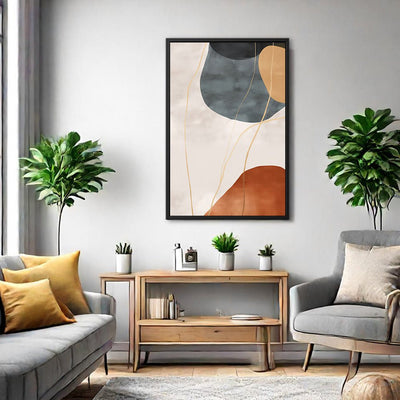 Canvas Wall Art Stretched Over Wooden Frame with Floating Frame and Rocks Abstract Painting CV4216 - Al Rugaib Furniture