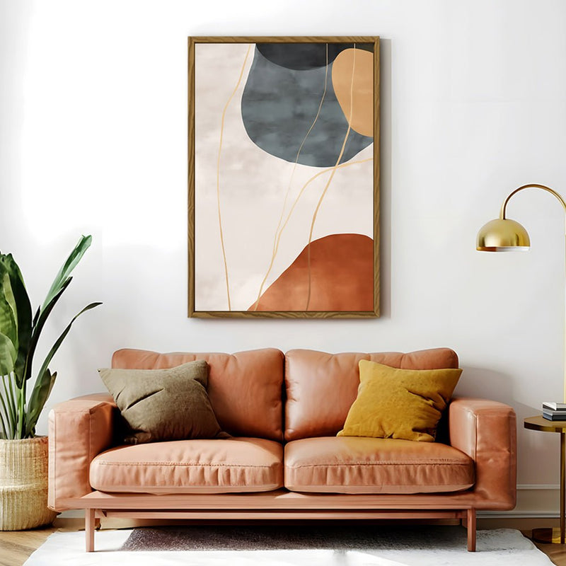 Canvas Wall Art Stretched Over Wooden Frame with Floating Frame and Rocks Abstract Painting CV4216 - Al Rugaib Furniture