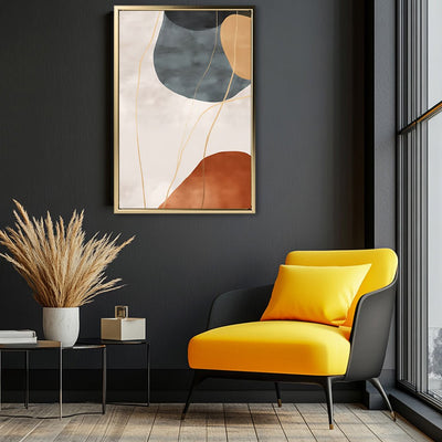 Canvas Wall Art Stretched Over Wooden Frame with Floating Frame and Rocks Abstract Painting CV4216 - Al Rugaib Furniture