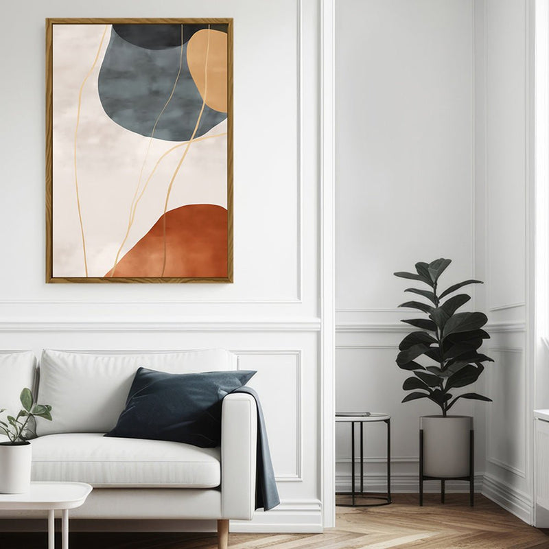 Canvas Wall Art Stretched Over Wooden Frame with Floating Frame and Rocks Abstract Painting CV4216 - Al Rugaib Furniture