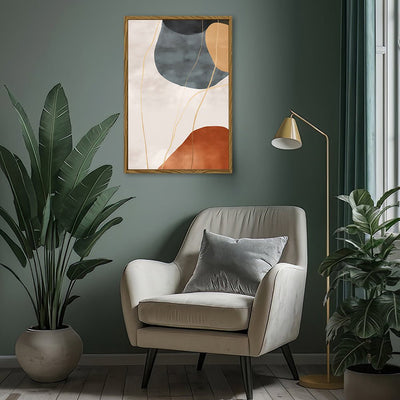 Canvas Wall Art Stretched Over Wooden Frame with Floating Frame and Rocks Abstract Painting CV4216 - Al Rugaib Furniture