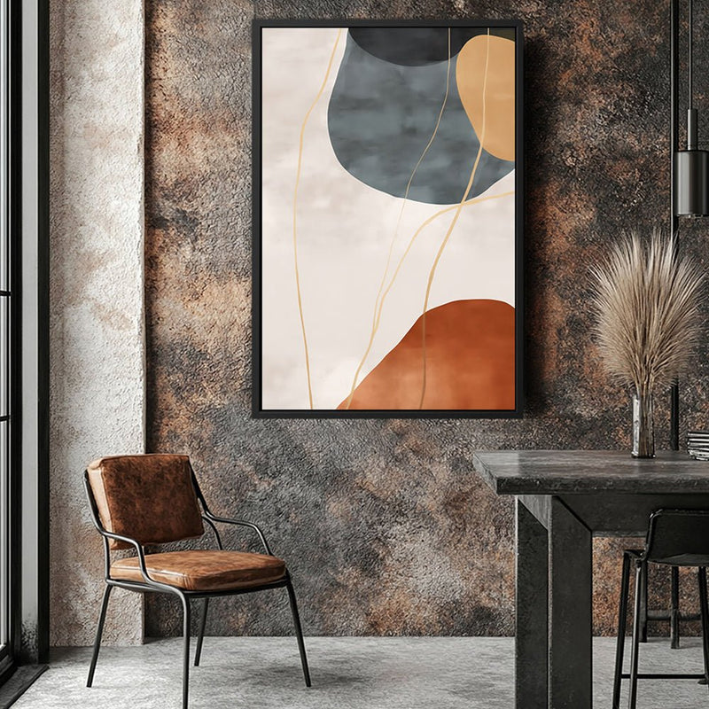 Canvas Wall Art Stretched Over Wooden Frame with Floating Frame and Rocks Abstract Painting CV4216 - Al Rugaib Furniture