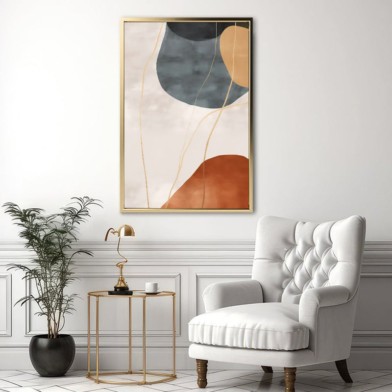 Canvas Wall Art Stretched Over Wooden Frame with Floating Frame and Rocks Abstract Painting CV4216 - Al Rugaib Furniture