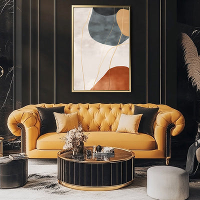 Canvas Wall Art Stretched Over Wooden Frame with Floating Frame and Rocks Abstract Painting CV4216 - Al Rugaib Furniture