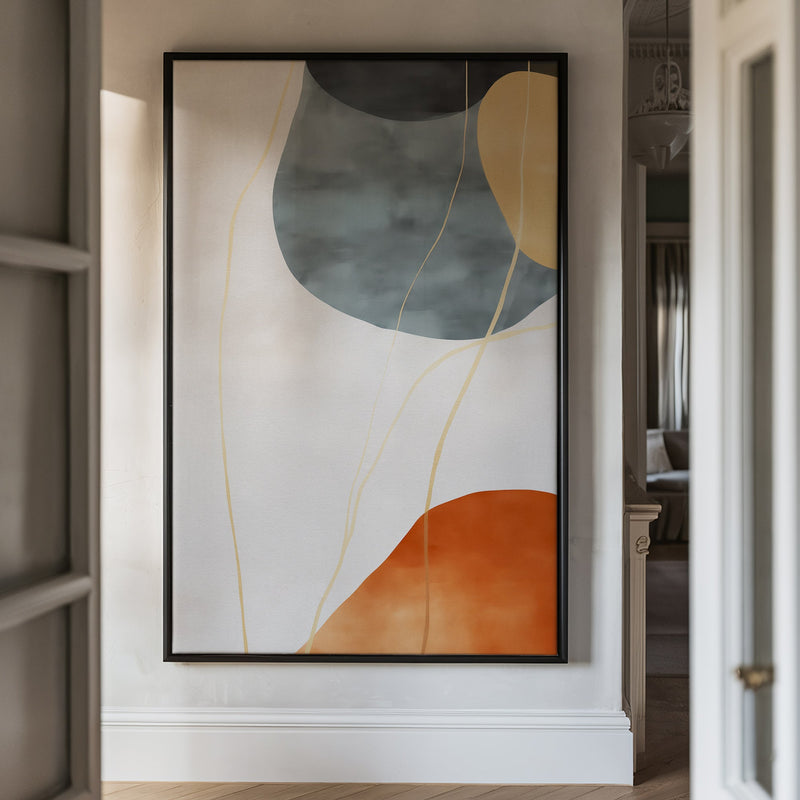 Canvas Wall Art Stretched Over Wooden Frame with Floating Frame and Rocks Abstract Painting CV4216 - Al Rugaib Furniture