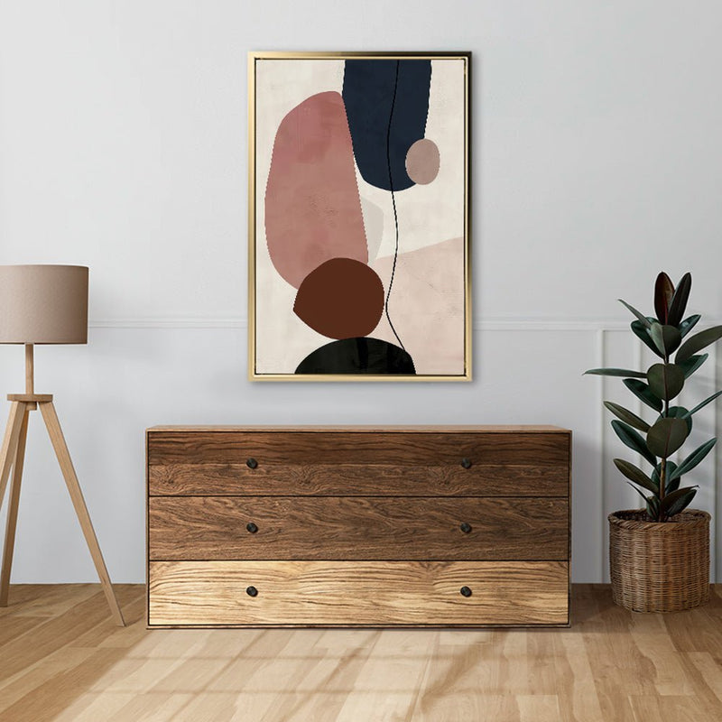 Canvas Wall Art Stretched Over Wooden Frame with Floating Frame and Rocks And Plants Abstract Painting CV4217 - Al Rugaib Furniture