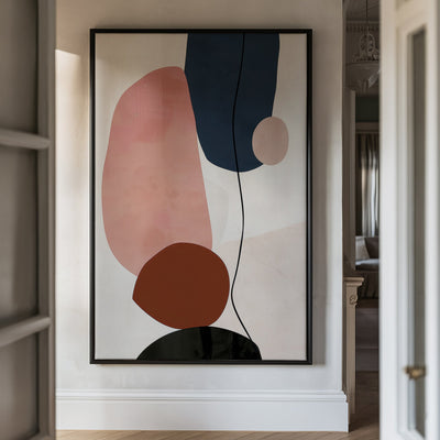 Canvas Wall Art Stretched Over Wooden Frame with Floating Frame and Rocks And Plants Abstract Painting CV4217 - Al Rugaib Furniture