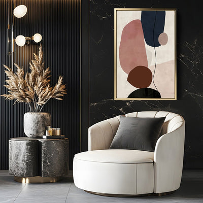 Canvas Wall Art Stretched Over Wooden Frame with Floating Frame and Rocks And Plants Abstract Painting CV4217 - Al Rugaib Furniture