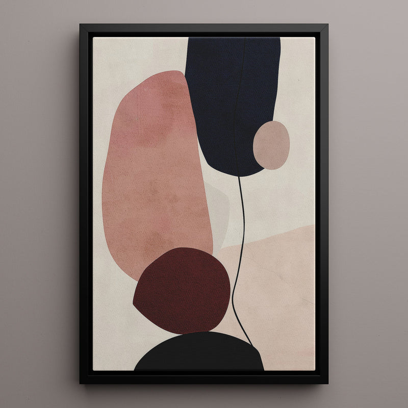 Canvas Wall Art Stretched Over Wooden Frame with Floating Frame and Rocks And Plants Abstract Painting CV4217 - Al Rugaib Furniture