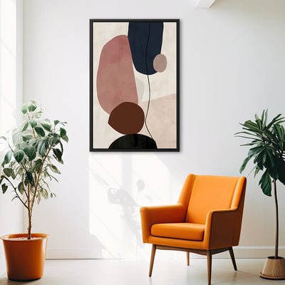 Canvas Wall Art Stretched Over Wooden Frame with Floating Frame and Rocks And Plants Abstract Painting CV4217 - Al Rugaib Furniture