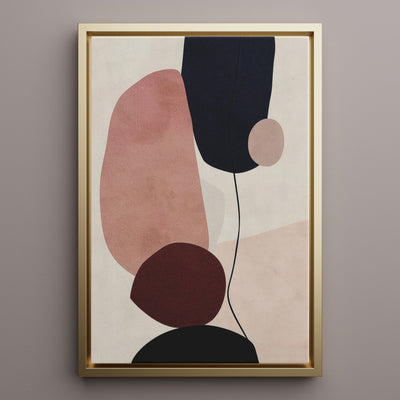 Canvas Wall Art Stretched Over Wooden Frame with Floating Frame and Rocks And Plants Abstract Painting CV4217 - Al Rugaib Furniture