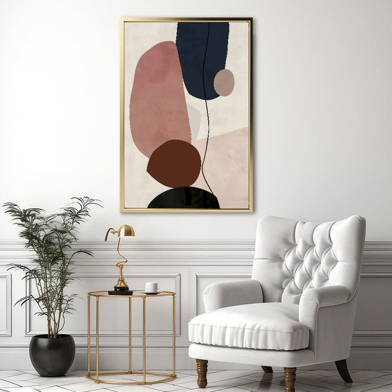 Canvas Wall Art Stretched Over Wooden Frame with Floating Frame and Rocks And Plants Abstract Painting CV4217 - Al Rugaib Furniture