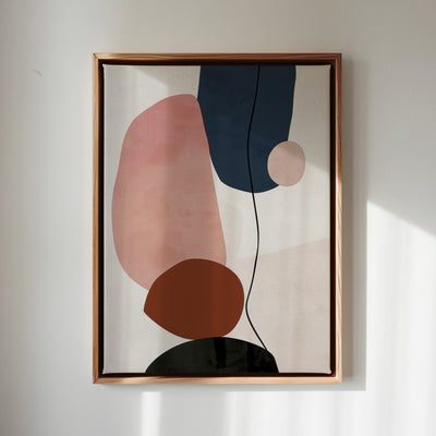 Canvas Wall Art Stretched Over Wooden Frame with Floating Frame and Rocks And Plants Abstract Painting CV4217 - Al Rugaib Furniture