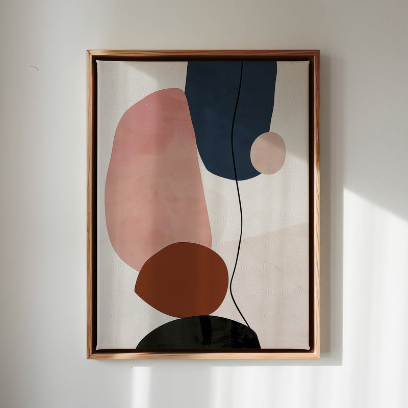 Canvas Wall Art Stretched Over Wooden Frame with Floating Frame and Rocks And Plants Abstract Painting CV4217 - Al Rugaib Furniture