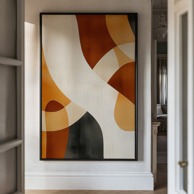 Canvas Wall Art Stretched Over Wooden Frame with Floating Frame and Shades Of Brown Abstract Painting CV4221 - Al Rugaib Furniture