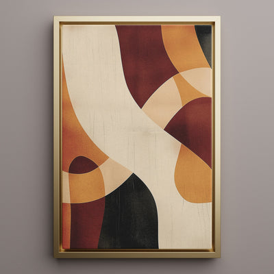 Canvas Wall Art Stretched Over Wooden Frame with Floating Frame and Shades Of Brown Abstract Painting CV4221 - Al Rugaib Furniture