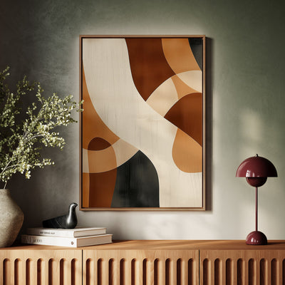 Canvas Wall Art Stretched Over Wooden Frame with Floating Frame and Shades Of Brown Abstract Painting CV4221 - Al Rugaib Furniture