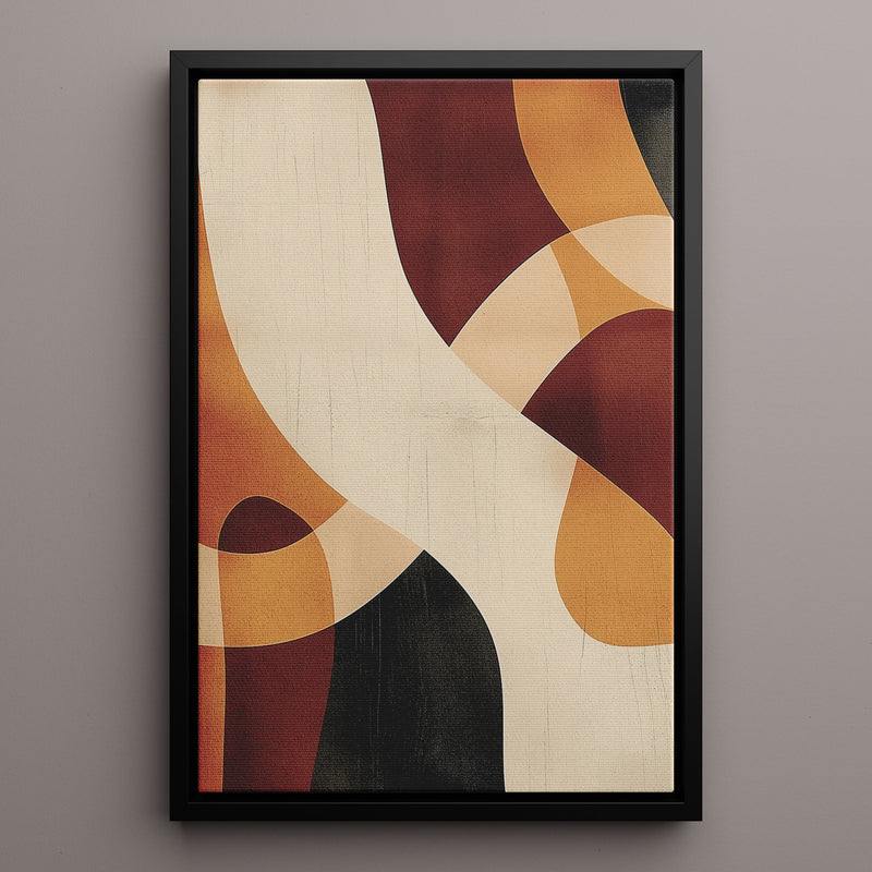 Canvas Wall Art Stretched Over Wooden Frame with Floating Frame and Shades Of Brown Abstract Painting CV4221 - Al Rugaib Furniture