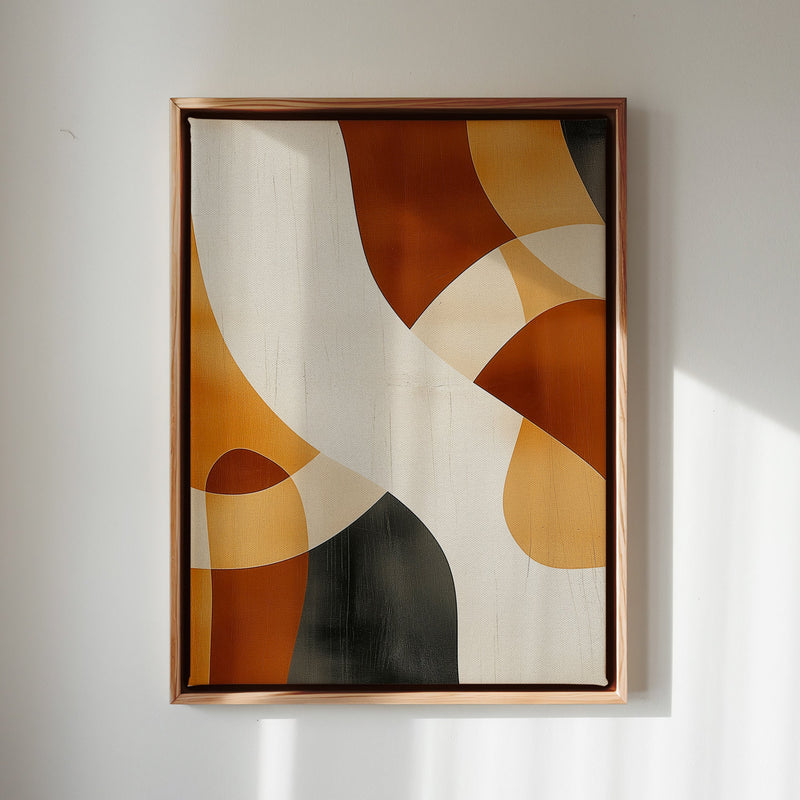 Canvas Wall Art Stretched Over Wooden Frame with Floating Frame and Shades Of Brown Abstract Painting CV4221 - Al Rugaib Furniture
