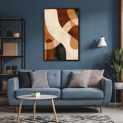 Canvas Wall Art Stretched Over Wooden Frame with Floating Frame and Shades Of Brown Abstract Painting CV4221 - Al Rugaib Furniture