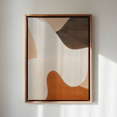 Canvas Wall Art Stretched Over Wooden Frame with Floating Frame and Shades Of Brown Abstract Painting CV4222 - Al Rugaib Furniture