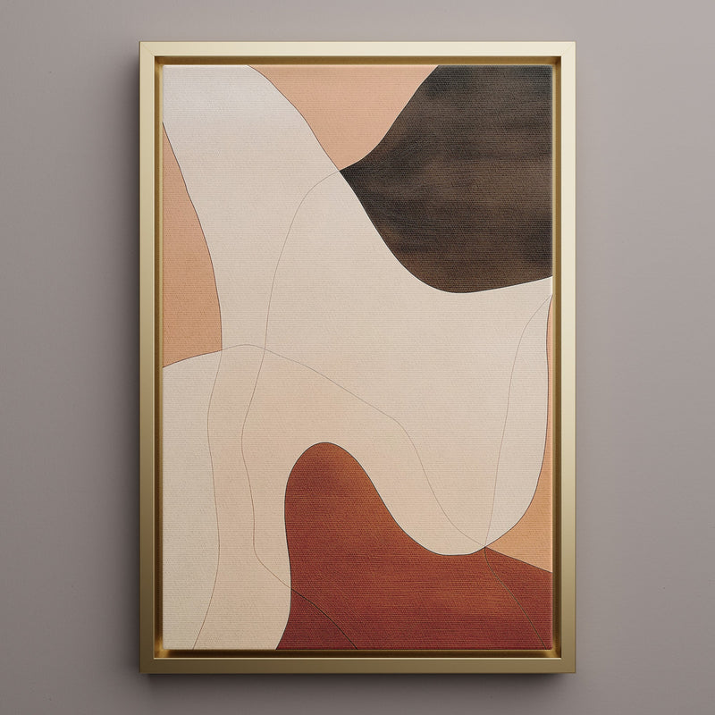 Canvas Wall Art Stretched Over Wooden Frame with Floating Frame and Shades Of Brown Abstract Painting CV4222 - Al Rugaib Furniture