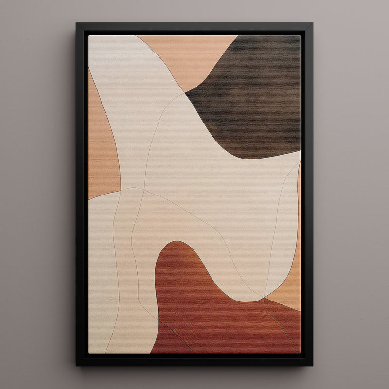 Canvas Wall Art Stretched Over Wooden Frame with Floating Frame and Shades Of Brown Abstract Painting CV4222 - Al Rugaib Furniture
