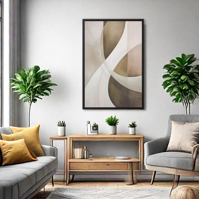 Canvas Wall Art Stretched Over Wooden Frame with Floating Frame and Shades Of Brown Painting CV4220 - Al Rugaib Furniture