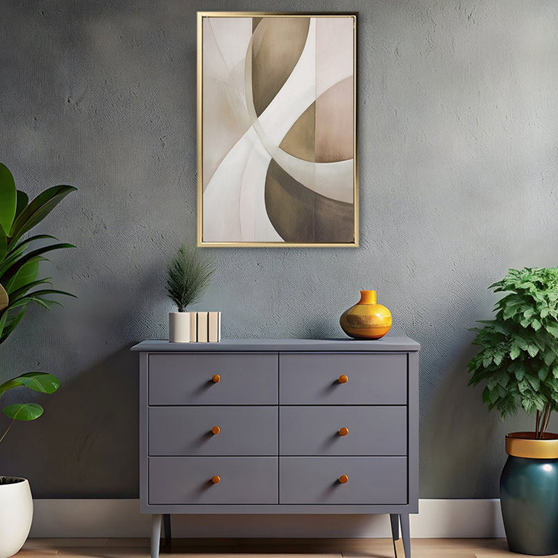 Canvas Wall Art Stretched Over Wooden Frame with Floating Frame and Shades Of Brown Painting CV4220 - Al Rugaib Furniture