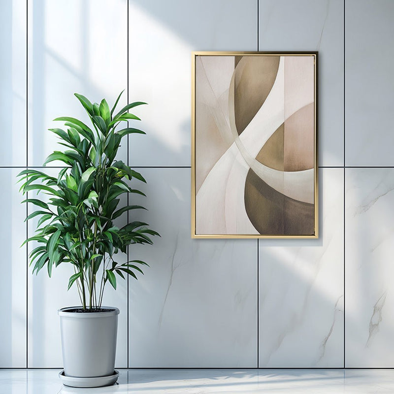 Canvas Wall Art Stretched Over Wooden Frame with Floating Frame and Shades Of Brown Painting CV4220 - Al Rugaib Furniture