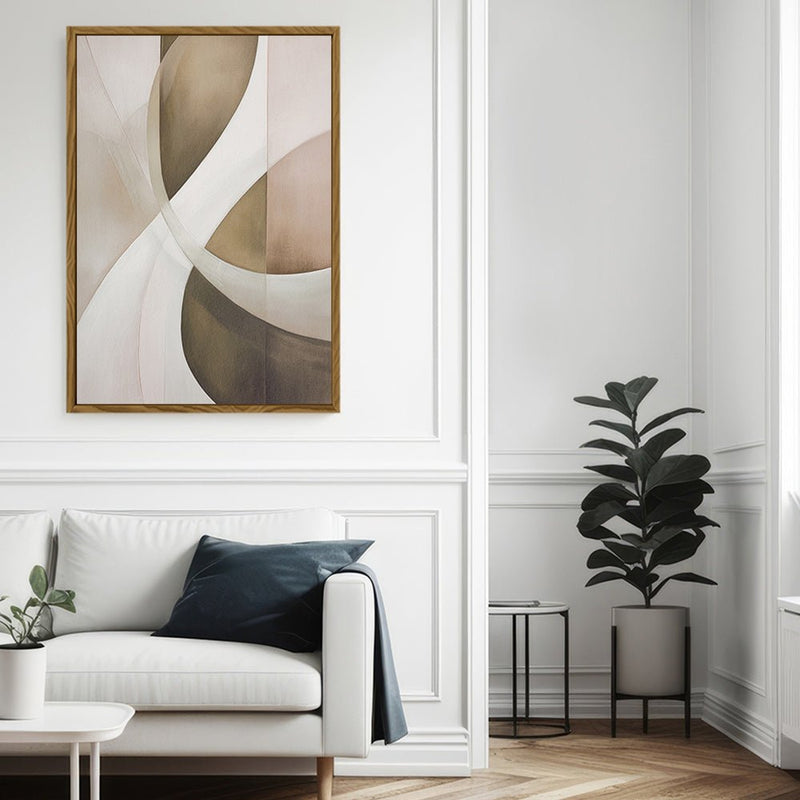 Canvas Wall Art Stretched Over Wooden Frame with Floating Frame and Shades Of Brown Painting CV4220 - Al Rugaib Furniture