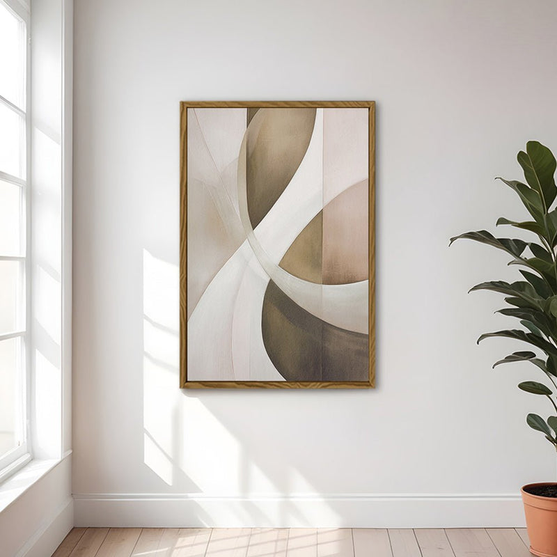 Canvas Wall Art Stretched Over Wooden Frame with Floating Frame and Shades Of Brown Painting CV4220 - Al Rugaib Furniture