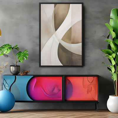 Canvas Wall Art Stretched Over Wooden Frame with Floating Frame and Shades Of Brown Painting CV4220 - Al Rugaib Furniture