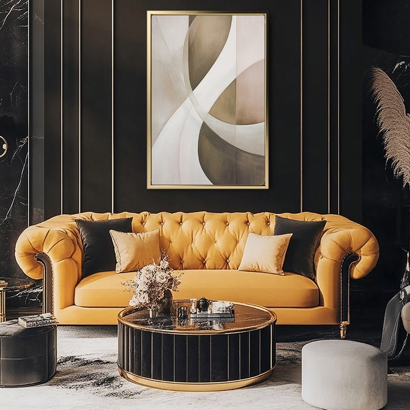 Canvas Wall Art Stretched Over Wooden Frame with Floating Frame and Shades Of Brown Painting CV4220 - Al Rugaib Furniture