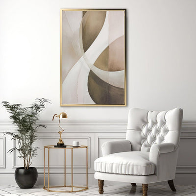 Canvas Wall Art Stretched Over Wooden Frame with Floating Frame and Shades Of Brown Painting CV4220 - Al Rugaib Furniture