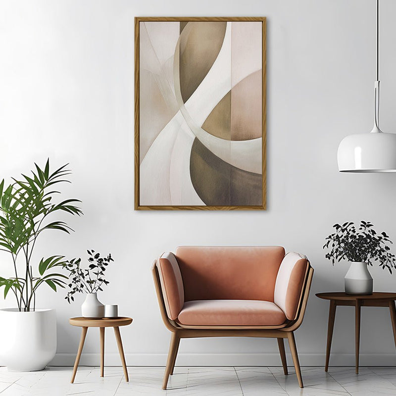 Canvas Wall Art Stretched Over Wooden Frame with Floating Frame and Shades Of Brown Painting CV4220 - Al Rugaib Furniture