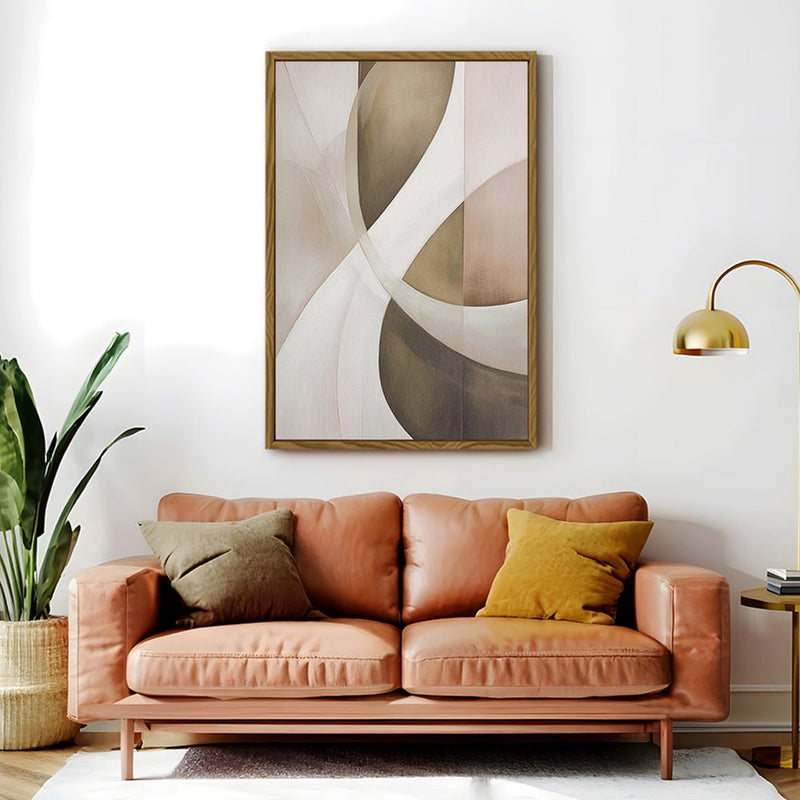 Canvas Wall Art Stretched Over Wooden Frame with Floating Frame and Shades Of Brown Painting CV4220 - Al Rugaib Furniture