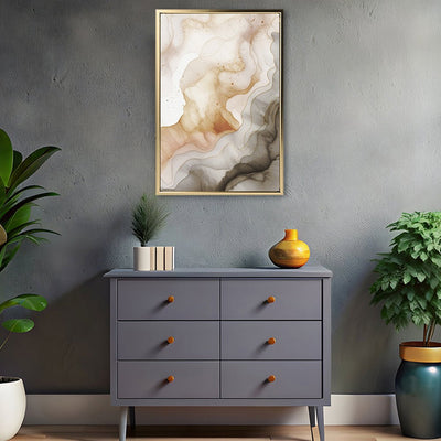 Canvas Wall Art Stretched Over Wooden Frame with Floating Frame and Shades Of Brown Painting CV4223 - Al Rugaib Furniture