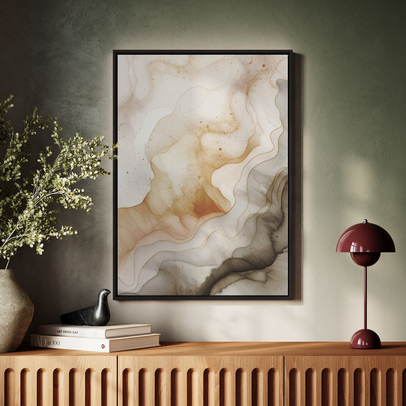 Canvas Wall Art Stretched Over Wooden Frame with Floating Frame and Shades Of Brown Painting CV4223 - Al Rugaib Furniture