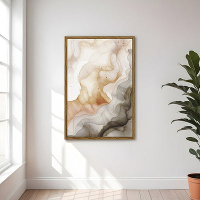 Canvas Wall Art Stretched Over Wooden Frame with Floating Frame and Shades Of Brown Painting CV4223 - Al Rugaib Furniture