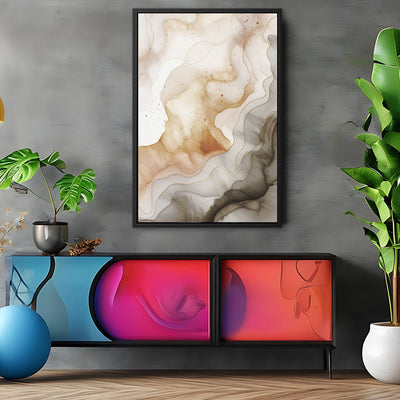 Canvas Wall Art Stretched Over Wooden Frame with Floating Frame and Shades Of Brown Painting CV4223 - Al Rugaib Furniture