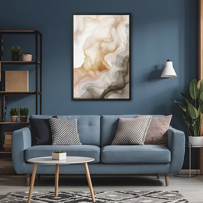 Canvas Wall Art Stretched Over Wooden Frame with Floating Frame and Shades Of Brown Painting CV4223 - Al Rugaib Furniture