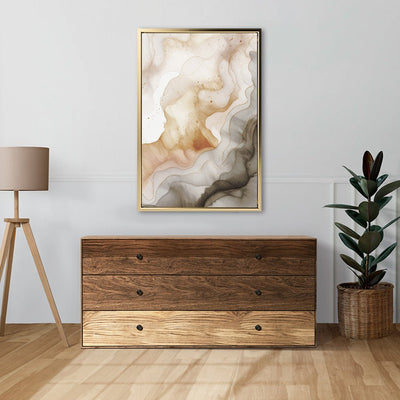 Canvas Wall Art Stretched Over Wooden Frame with Floating Frame and Shades Of Brown Painting CV4223 - Al Rugaib Furniture