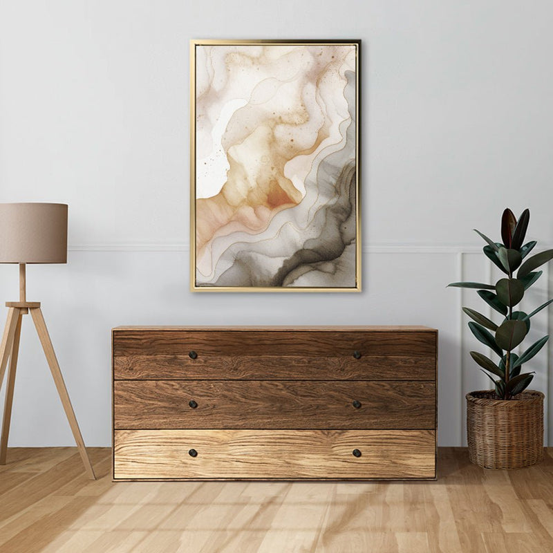 Canvas Wall Art Stretched Over Wooden Frame with Floating Frame and Shades Of Brown Painting CV4223 - Al Rugaib Furniture